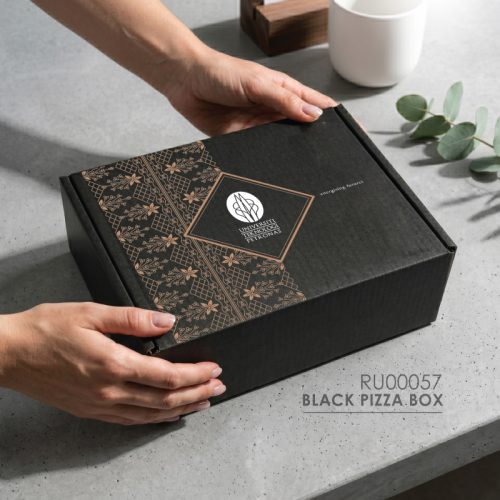 RU00057_Floral Weave_Black Pizza Box 25cm(L) x 20cm(W) x 7cm(H)